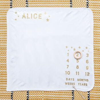 Personalised Scandi Star Baby Milestone Blanket, 3 of 4