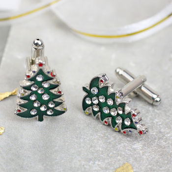 Christmas Tree Studded Cufflinks For Him, 2 of 2
