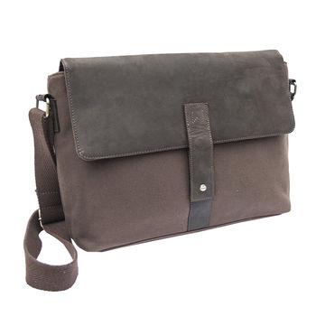 Waxed Canvas And Leather Messenger Bag By Wombat | notonthehighstreet.com