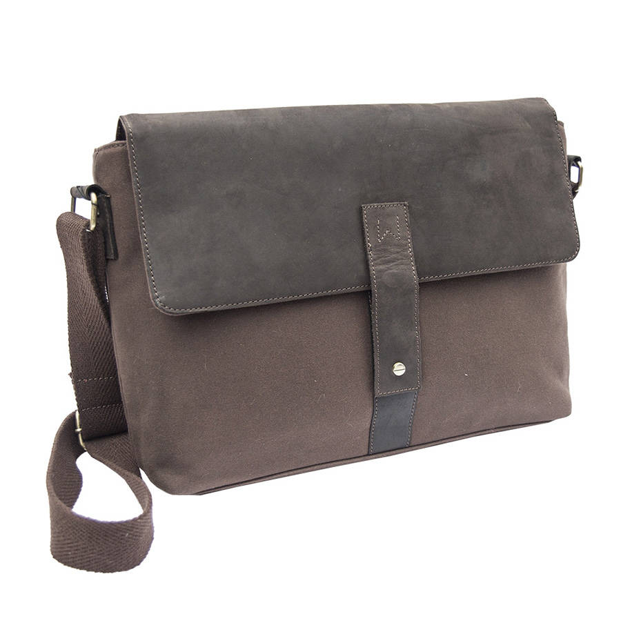Waxed Canvas And Leather Messenger Bag By Wombat | www.lvspeedy30.com