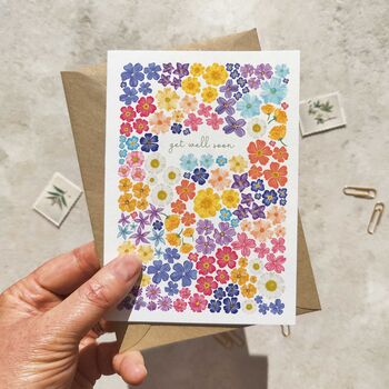 Ditsy Floral Pattern Get Well Soon Card, 3 of 3