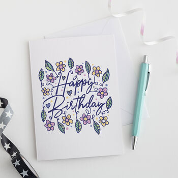 Floral Colourful Happy Birthday Card, 2 of 2