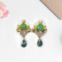 Emeralds, Aqua And Rose Chalcedony Earrings, thumbnail 1 of 2