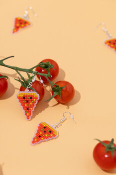 Make Your Own Pizza Earrings Counted Cross Stitch Kit, 2 of 3