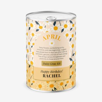 Grow Your Own April Birth Flower Personalised Name Tin, 3 of 9