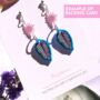 Pink Philodendron Leaf Plant Earrings, thumbnail 9 of 12