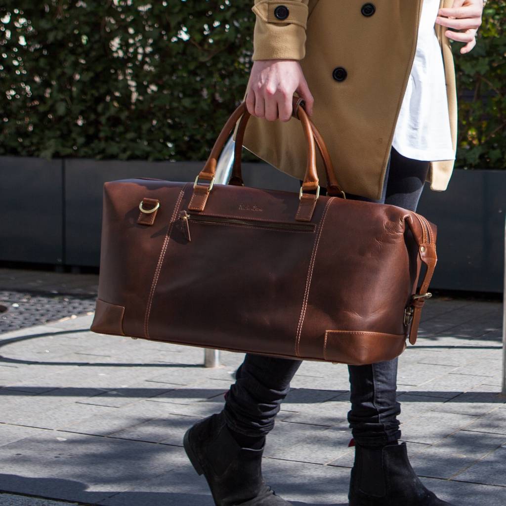 leather holdall weekend bag ‘aviator’ by niche lane ...
