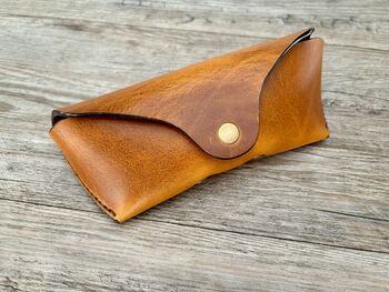 Personalised Burnt Tan Leather Glasses Case, 3 of 11