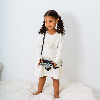 Personalised Girls Dress Natural Name Long Sleeved, 7 of 12