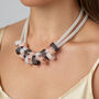 Double Row Mesh Chain Necklace With Three Tone Rings, thumbnail 2 of 3