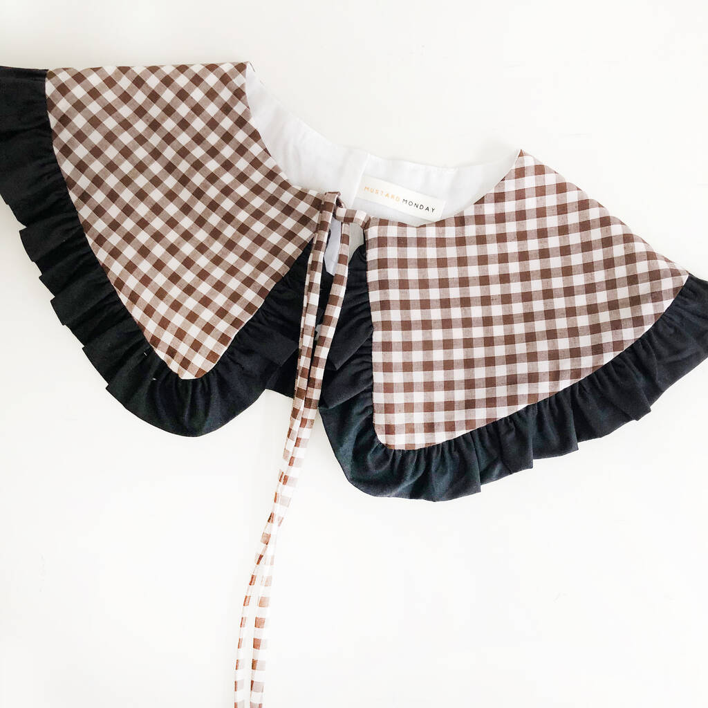 Brown Gingham Detachable Collar, 1 of 8