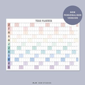 Personalised Wall Planner | A2 Or A1 Calendar | Custom Start Month, 7 of 7