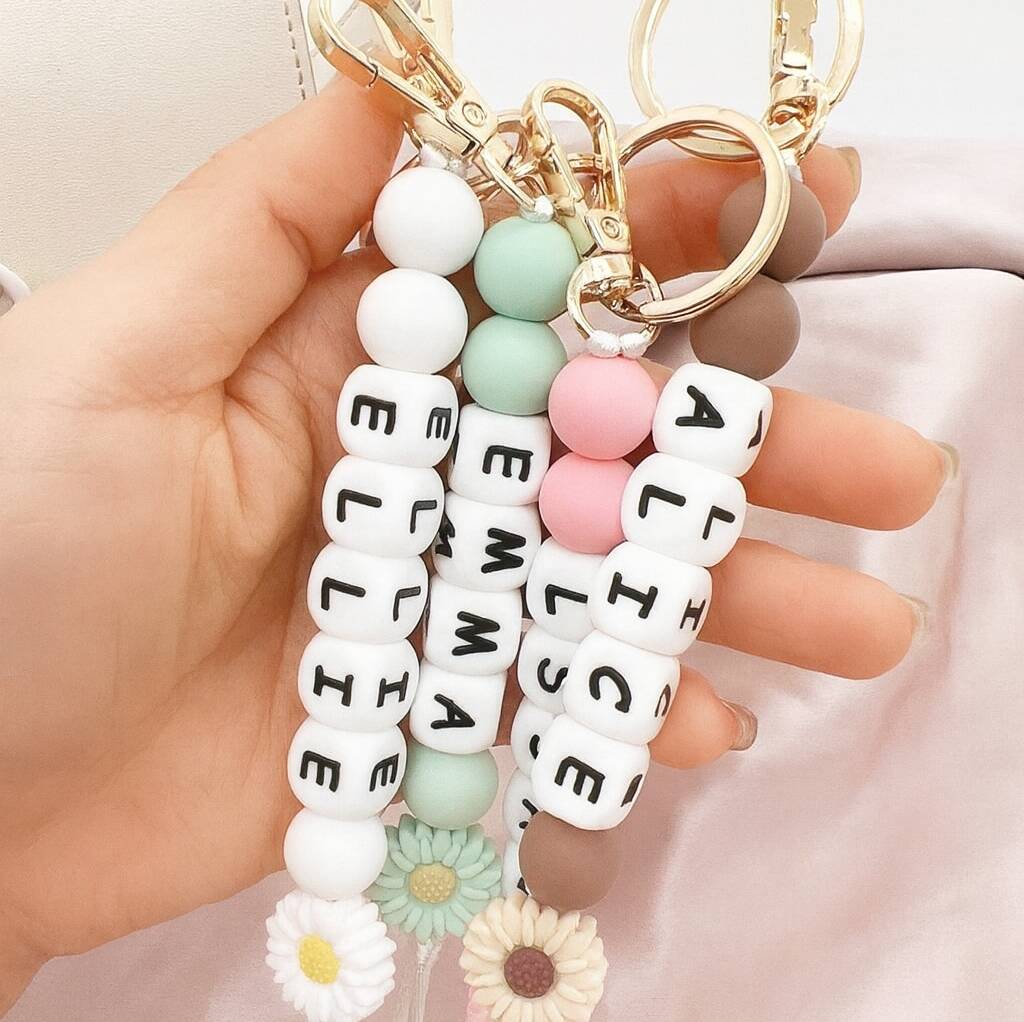 Personalised Flower Bag Charm Key Chain, 1 of 7