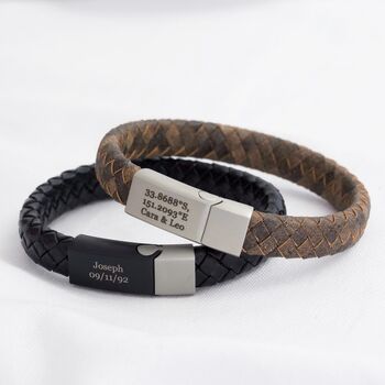 Men's Personalised Woven Leather Bracelet, 3 of 12