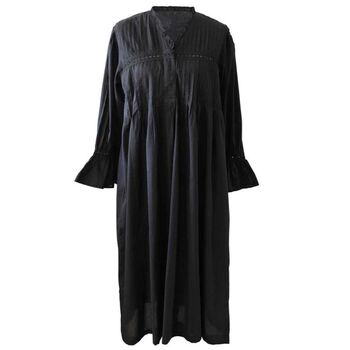 Ladies Black Long Sleeve Cotton Nightdress 'Anna', 6 of 6