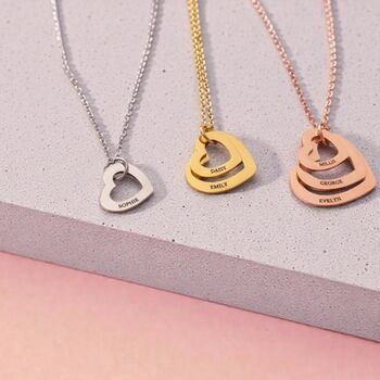 Personalised Layered Heart Name Necklace, 3 of 8