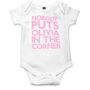 New Baby Gift Personalised 'Nobody Puts Baby In The Corner' Babygrow, thumbnail 2 of 2