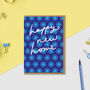 Happy New Home Card | Retro Blue Flower Repeat Print, thumbnail 1 of 2