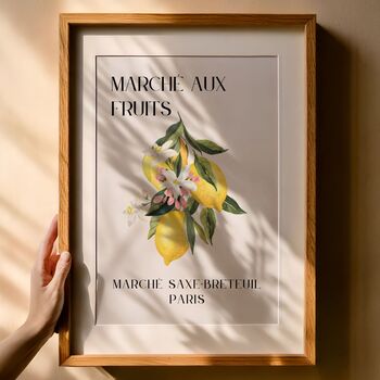 French Fruit Market Art Print Poster, France, Fruit, Lemon, Hand Drawn, 4 of 5