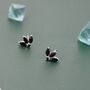 Tiny Black Cz Marquise Cluster Stud Earrings In Sterling Silver, thumbnail 6 of 12