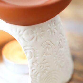 Stamped White And Terracotta Oil Burner, 3 of 6