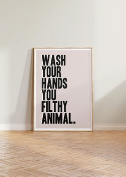 Bathroom Wash Your Hands Funny Wall Print, 3 of 4