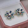Monaco D’or Gold Pavé Trefoil Flower Charm Stud Earrings, thumbnail 3 of 5