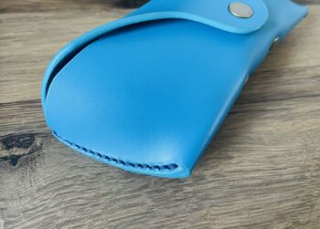 Personalised Sky Blue Leather Sunglasses Case, 4 of 12