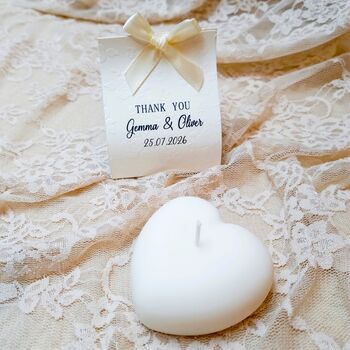 Personalised Wedding Favours Hearts Candles, 3 of 6