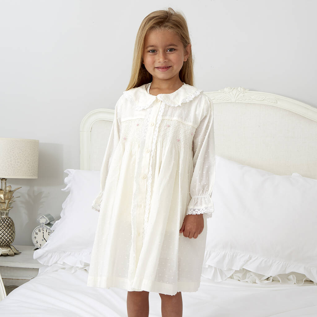 Ivory Smocked Dressing Gown, 1 of 5