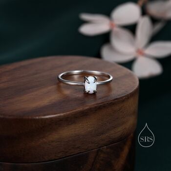 White Opal Oval Ring In Sterling Silver, 2 of 12