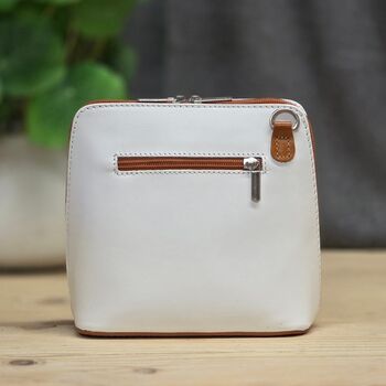 Leather Cross Body Handbag In White And Tan, 2 of 3