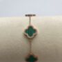 Adina Clover Bracelet Rose Gold Emerald, thumbnail 3 of 6