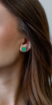 Clover Stud Earring In Green, 2 of 3