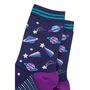 Outer Space Shooting Stars Planets Bamboo Ankle Socks Women's Navy Purple, thumbnail 3 of 4