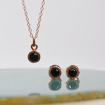 Rose Gold Plated Silver Black Spinel Stud Earrings, 5 of 7