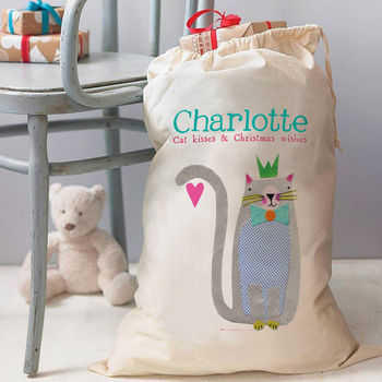 Personalised Cat Lady Christmas Sack, 2 of 3