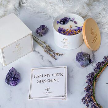 Luxury Lavender Soy Candle With Amethyst Crystals Travel Size, 10 of 10