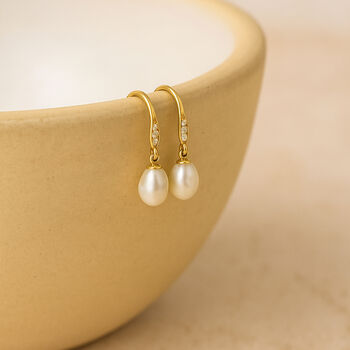 Solid 9ct Gold Keshi Pearl Drop Earrings, 2 of 8
