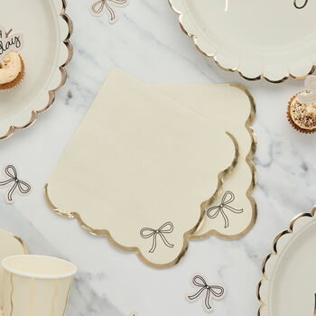 Black Bow And Cream Party Napkins X 16, 2 of 3