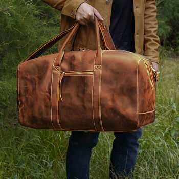 Genuine Leather Duffel Travel Bag, 2 of 9