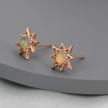 Starburst Opal Stud Earrings In Sterling Silver, 6 of 11