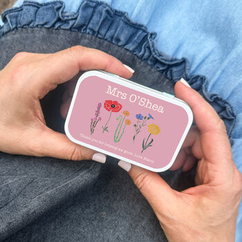 Personalised Teacher Gift Tin With Wildflower Seeds, 4 of 5