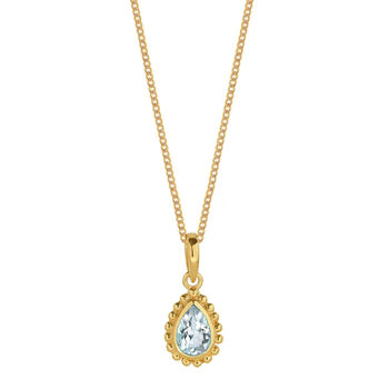 March Birthstone Aquamarine Gold Plated Necklace, 2 of 12