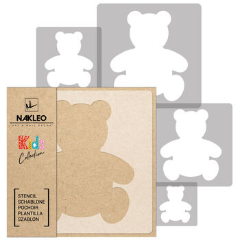 Reusable Plastic Stencils Five Pcs Teddy With Brushes, 2 of 5