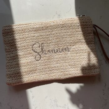 Personalised Custom Willow Straw Rope Handle Shoulder Tote Clutch Bag, 5 of 7