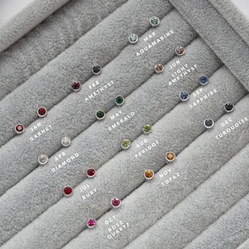 Sterling Silver April Birthstone Earrings – Diamond, 2 of 4