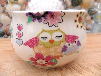 Open Sugar Bowls In Patchwork Owls Design, 3 of 12