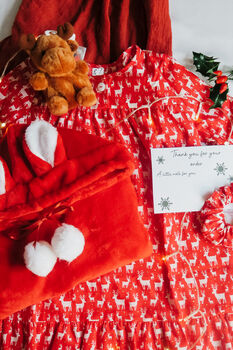 Christmas Red Snuggle Hoodie And Reindeer Teddy Nightie Gift Box / Christmas Eve Box, 4 of 8