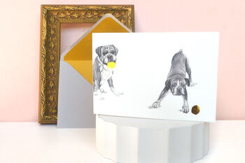 Boxer Dog Gold Foil Greetings Card, 3 of 3